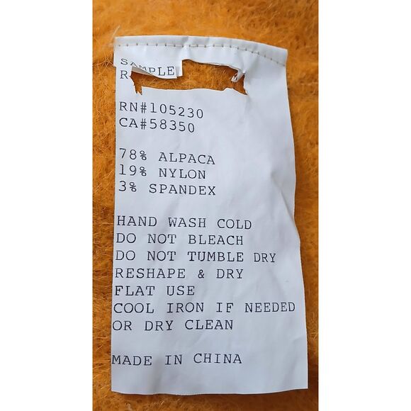 Womens xl wide plunge neck mustard yellow alpaca soft sweater oversized slouchy - Picture 6 of 6